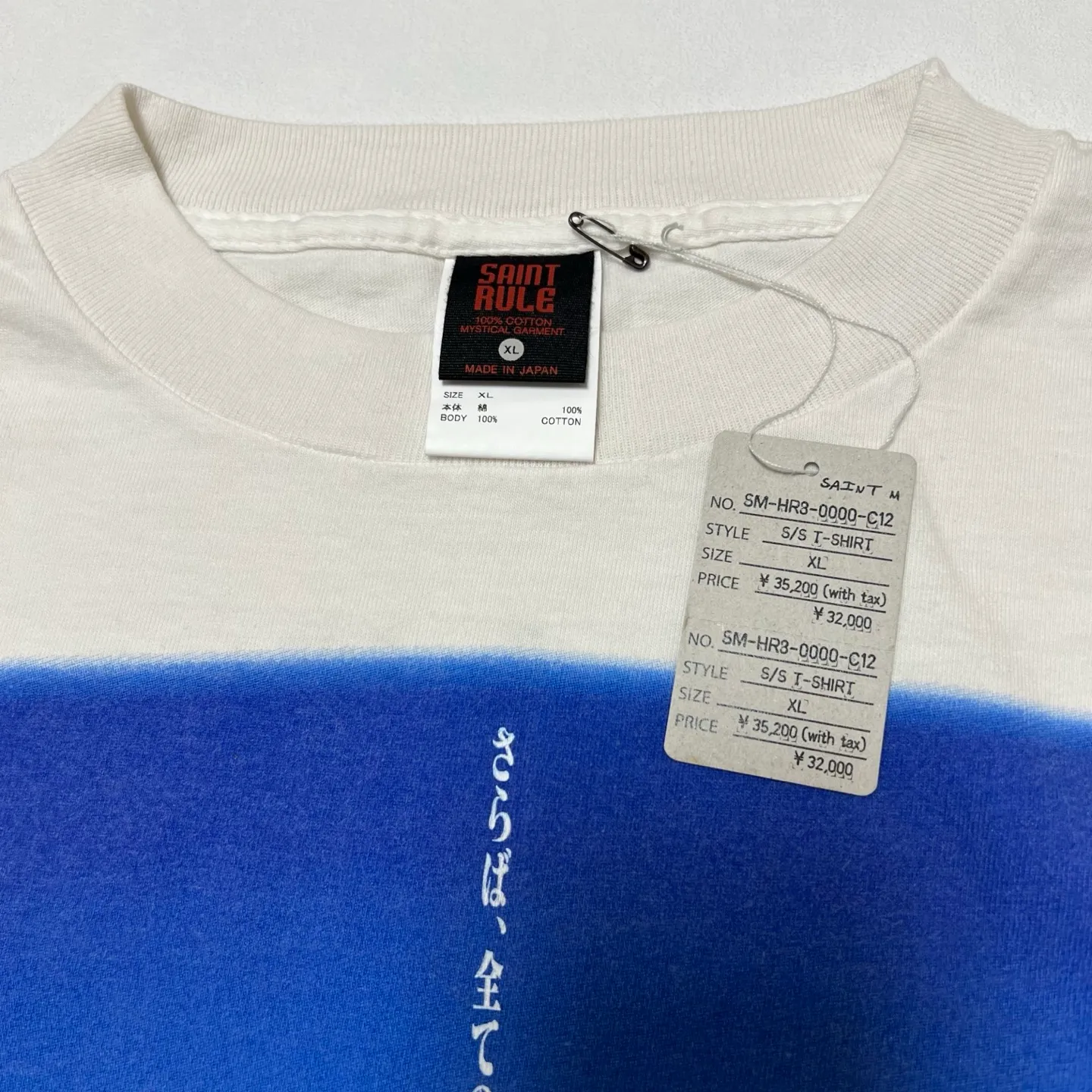 SAINT Mxxxxxx × EVENGELION × GEEKS RULE EV_SS TEE/BLUE/WHT Three-party co-branded Neon Genesis Evangelion co-branded TEE off-white S-XL Made of original OE yarn tube weaving without side seams to distinguish the width of the fabric Original consistent co-branded label/co-branded wash mark/little angel anti-counterfeiting label Top-notch printing technology Repeated pattern making, closely following the original details